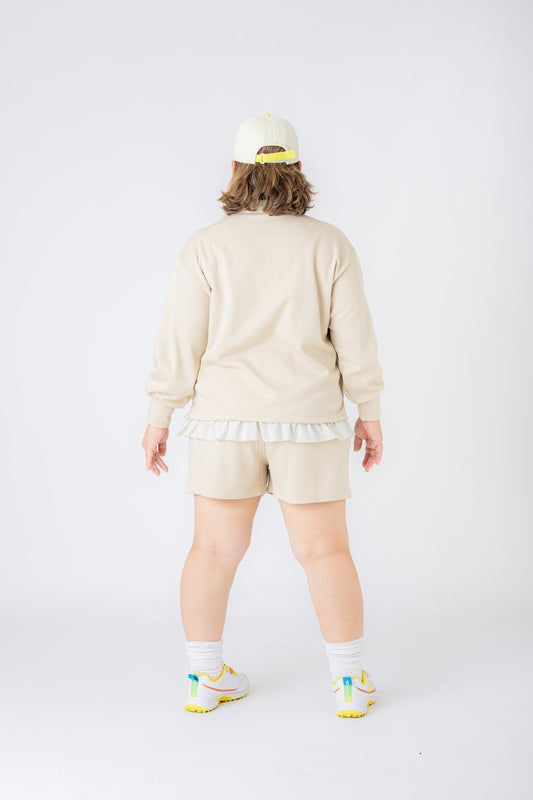 レディース 千鳥ジャガードパールフレア付きプルオーバー