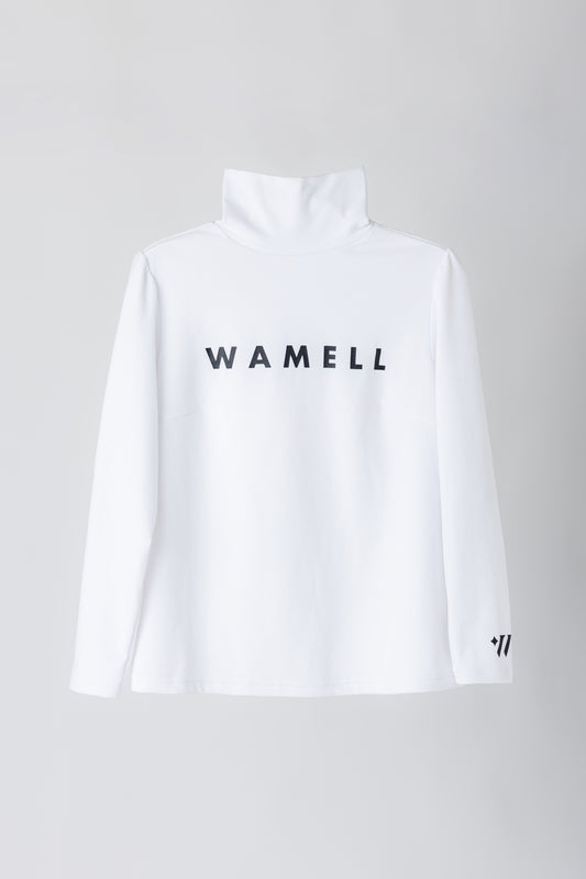 グラマーでもすっきり袖ギャザーハイネックプルオーバー ホワイト