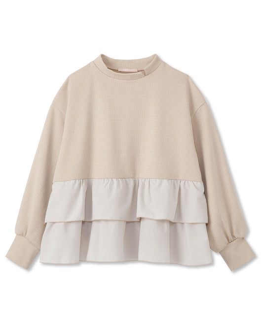 レディース 千鳥ジャガード2段ペプラムプルオーバー
