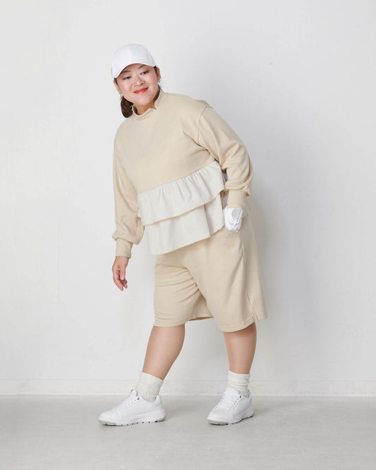 レディース 千鳥ジャガードひざ丈ハーフパンツ