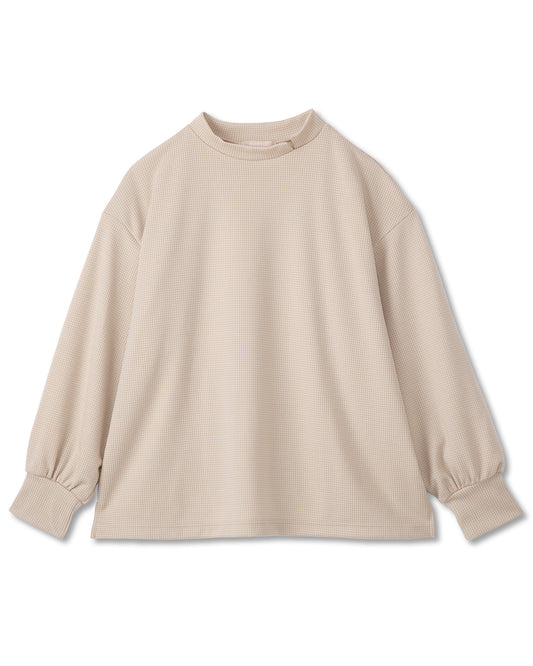 レディース 千鳥ジャガードモックネックプルオーバー