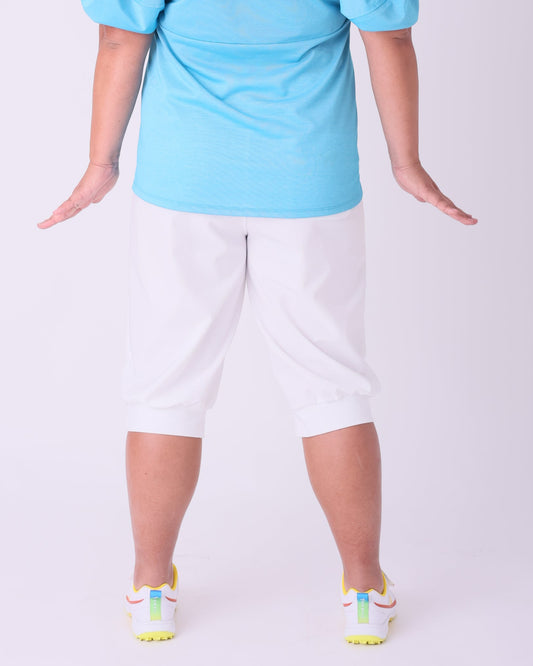 レディース UV透けないひんやり細見えシルエットカプリパンツ ホワイト/イエロー