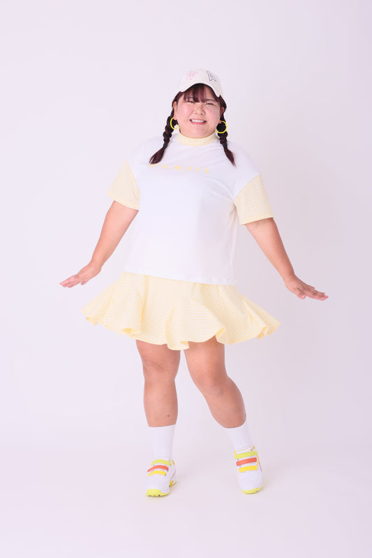 レディース 千鳥柄ストレッチフレアスカート 速乾インナーパンツ付き グレー千鳥柄