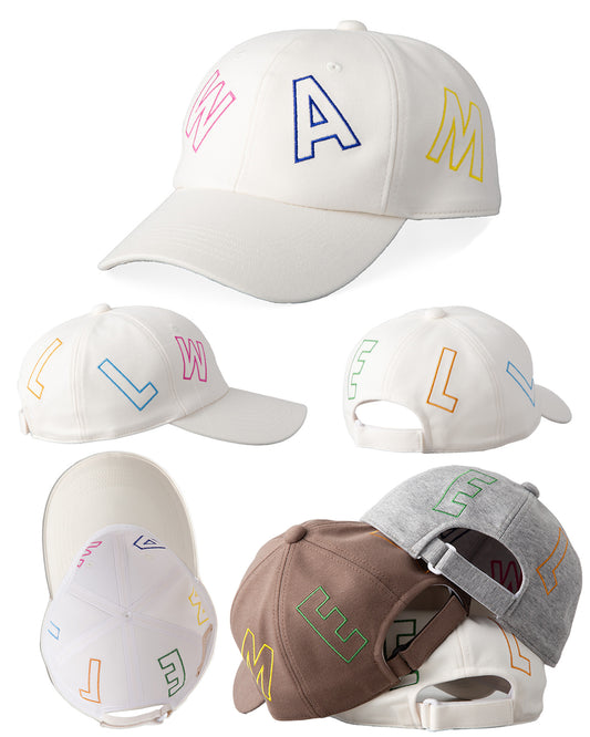 男女兼用 汗じみ防止の帽子 レインボー刺繍ロゴCAP 大きいサイズとフリーサイズ