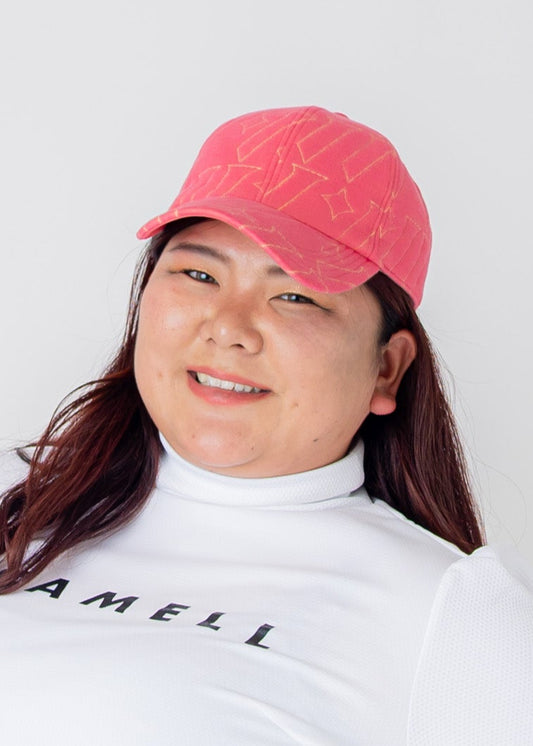 男女兼用　ロゴキルトジャガード　CAP　ピンク
