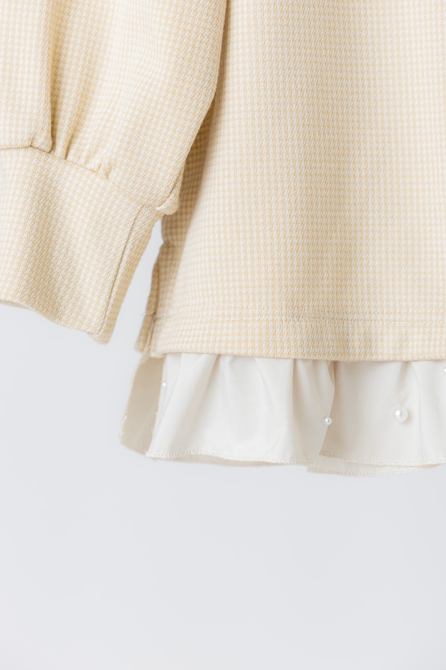 レディース　千鳥ジャガードパールフレア付きプルオーバー