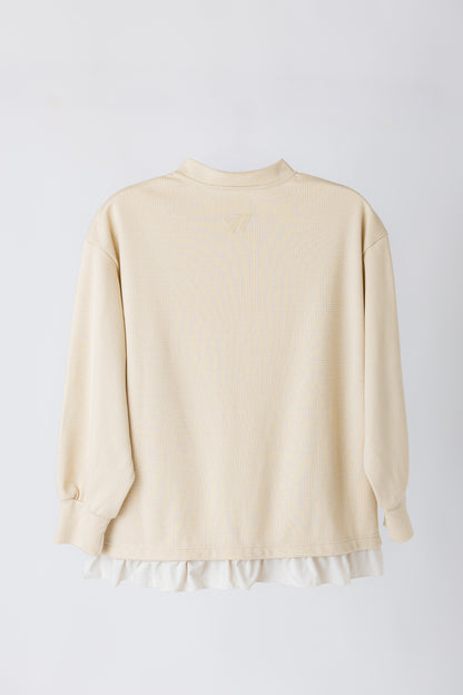 レディース　千鳥ジャガードパールフレア付きプルオーバー