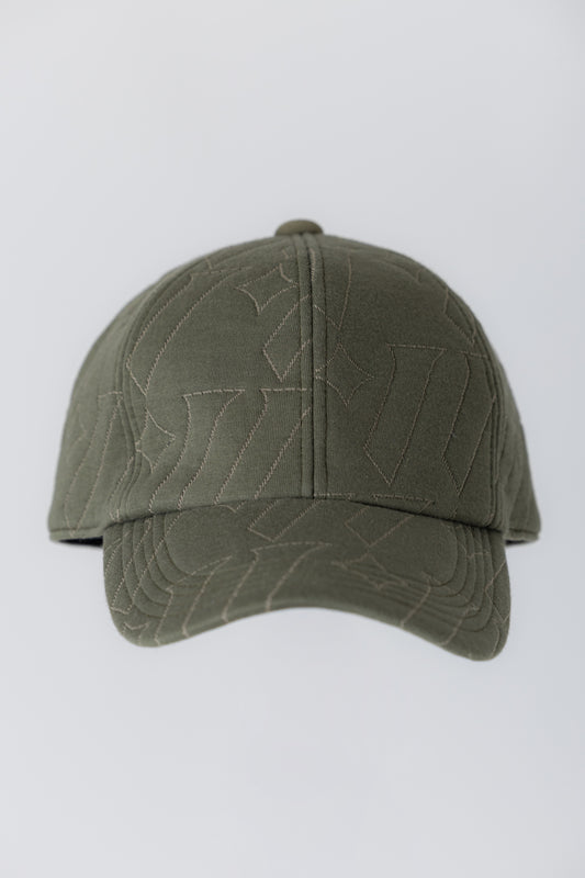 男女兼用　ロゴキルトジャガード　CAP　オリーブグリーン