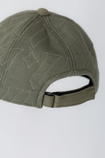 男女兼用　ロゴキルトジャガード　CAP　オリーブグリーン