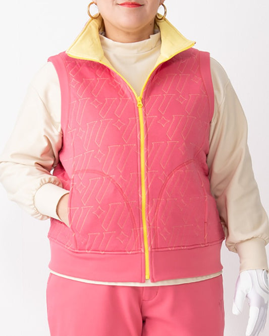レディース　極暖ベスト　ロゴキルトジャガード オフホワイト