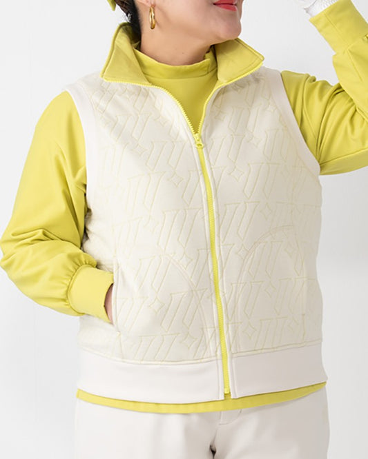 レディース　極暖ベスト　ロゴキルトジャガード オフホワイト