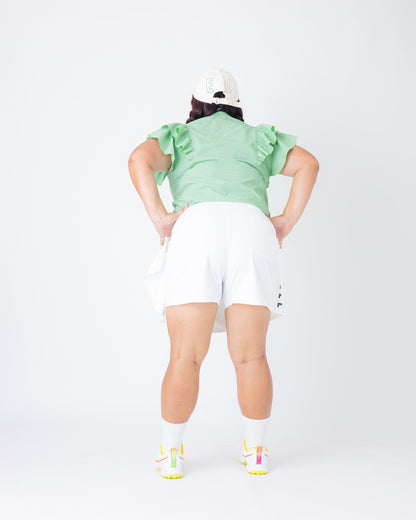 白でも透けない!? 超多機能素材ラップスカート風ショートパンツ  ホワイト