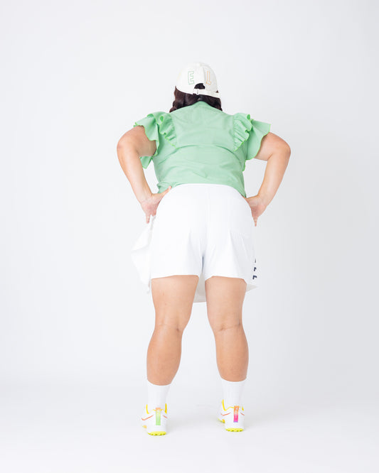 白でも透けない!? 超多機能素材ラップスカート風ショートパンツ  ホワイト